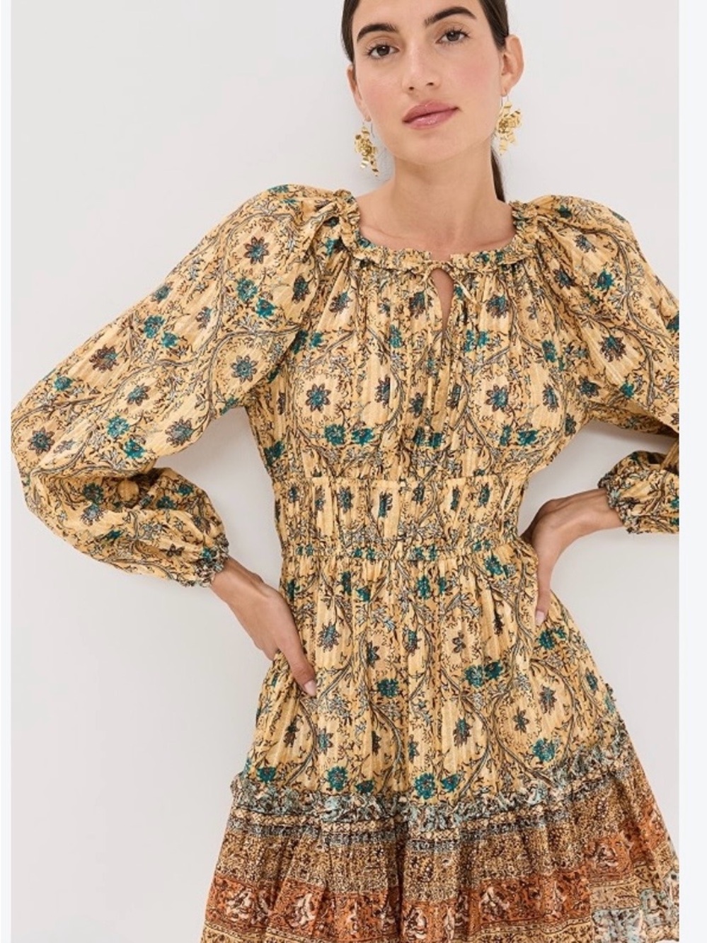 Fantastic for fall!
Ulla Johnson Mustard Floral Smocked Maxi Dress